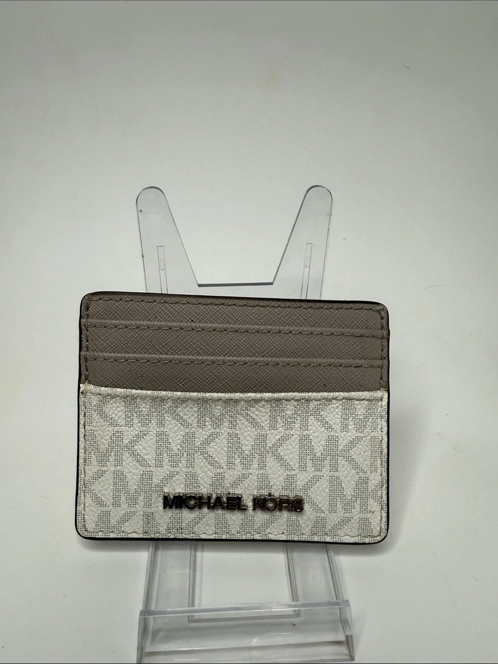 Michael Kors Slim Wallet White and Gray Monogram